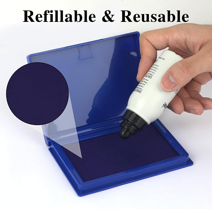Blue Stamp Pad, 4 x 2.5 Inch Ink Pad for Stamps, All-Purpose Felt Pad | Quick-Dry & Reusable, Works with Rubber, Wooden, Metal Stamps, Large Premium Quality Stamp Ink Pad for Office and Crafting