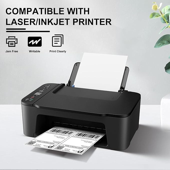 LabelMore Half Sheet Self Adhesive Shipping Labels for Laser & Inkjet Printers - White (20000 Labels)