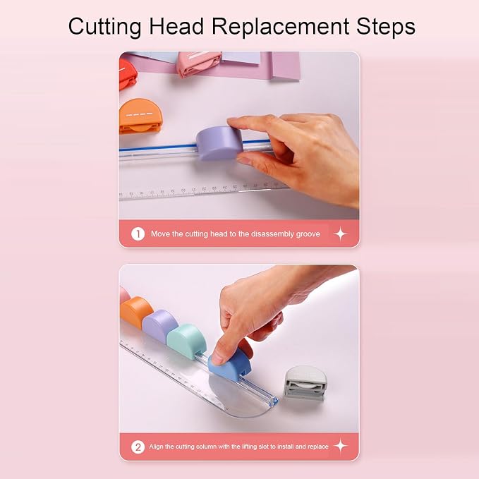7 in 1 Paper Cutter,Multi Purpose Paper Trimmer Positioning Locating Ruler Design Versatile Trimmer Scrapbook Tool for Straight Dotted Crease Curve Stamping Lace