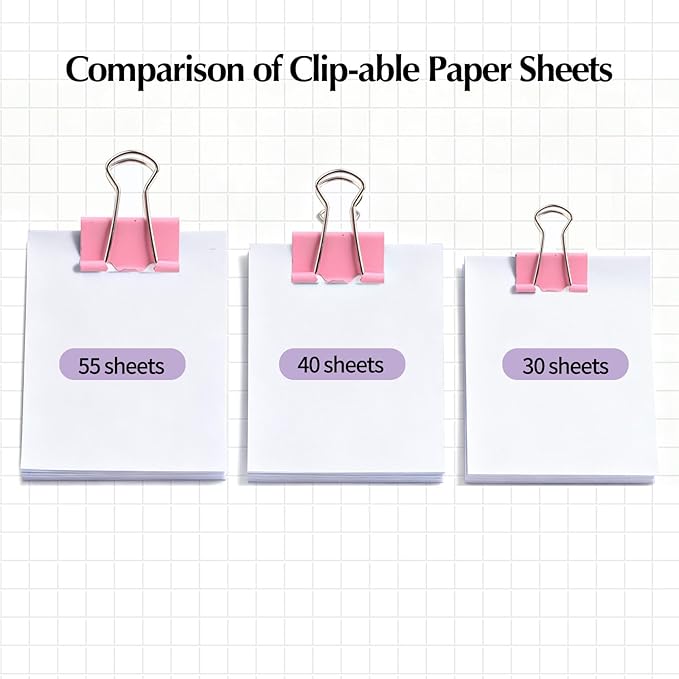 Binder Clips Assorted Sizes, Morandi Colors, Durable Metal Binder Clips for Office, Cute Desk Supplies for Teachers Student (Pink - 1 Box)