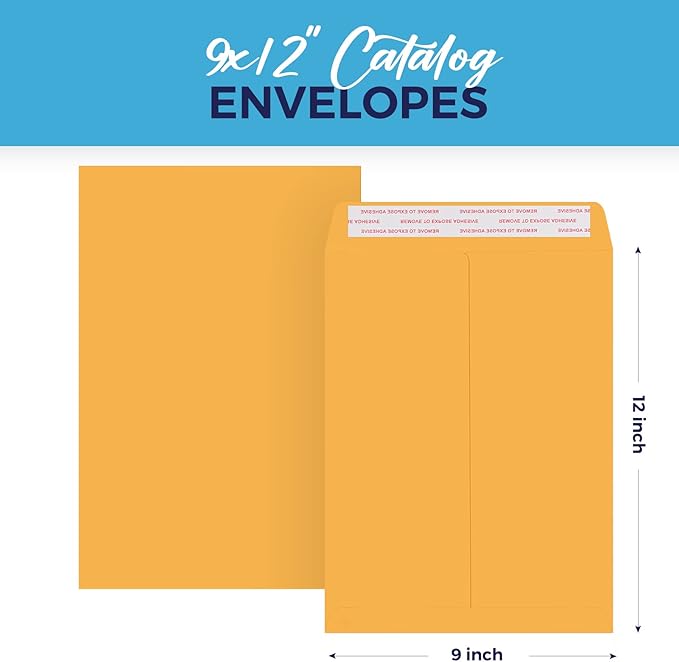 ACSTEP Manila Envelopes Self Seal 9 x12 100pack, Yelllow Manilla envelopes 9x12 for Mailing, Catalog