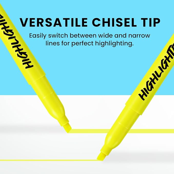 Taja Highlighters 288 Pack, Bright Yellow, Bulk Pack Chisel Tip Marking Pens with Clean Ink, Suitable for School, Office, and Daily Use