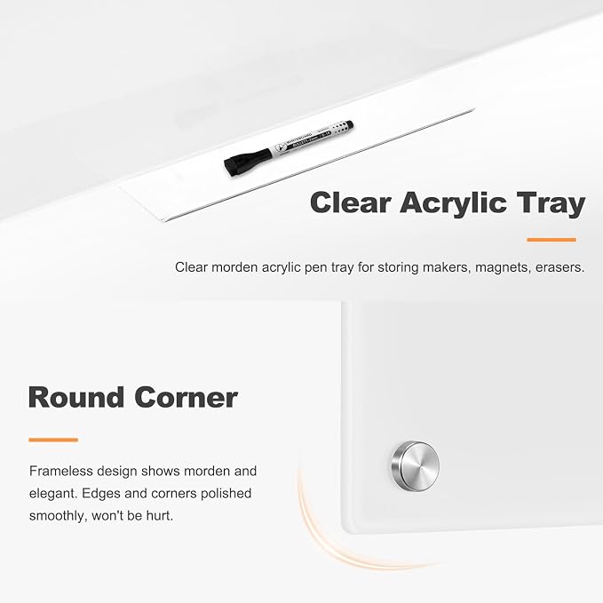 Glass Dry Erase Board, Magnetic Tempered Glass Whiteboard 24" x 18" (2'x1.5'), Ultra White