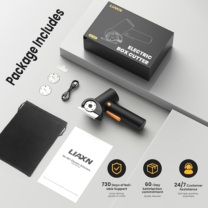 Cardboard Cutter 4000mAh 450RPM 3 Speeds Powerful Cordless Electric Scissors - Cardboard Box Cutter, Power Box Cutter, Rechargeable Electric Scissors for Cardboard Fabric Plastic Carpet Cutting Tool