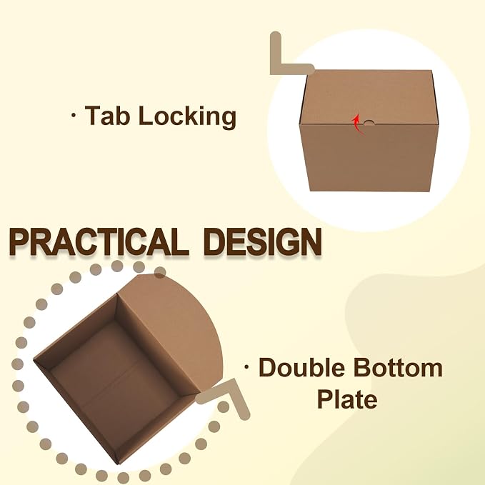 WIFTREY 10"x8"x6" Shipping Boxes Set of 15 Brown, 10 x 8 x 6 Corrugated Cardboard Box for Shipping Small Business, Gift Packing, Mailing Wrapping Present