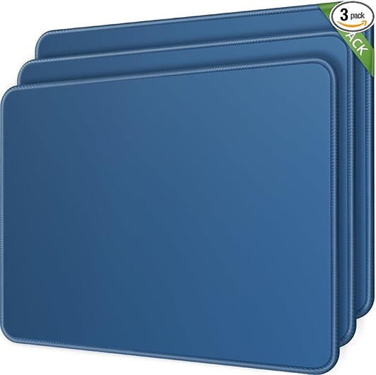 MROCO Mouse Pad 3-Pack [30% Larger] with Anti-Fray Stitched Edges, Premium Waterproof Surface, Non-Slip Rubber Base, Computer & Gaming Mouse Mat for Laptop, Office & Home, 8.5 x 11 in, Navy Blue