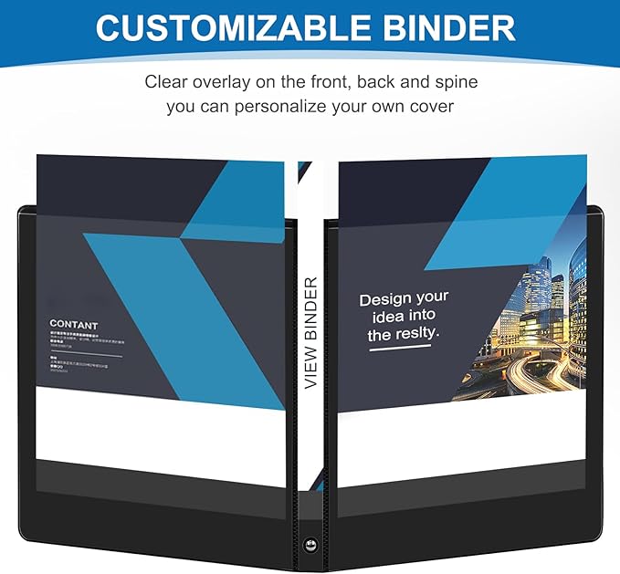 Durable 3 Ring Binders 0.5 Inch 36 Pack Bulk, Clear View Binders Bulk Three Ring Binders PVC Free, Fit for 8.5x11 inches for School or Office Supplie(Black
