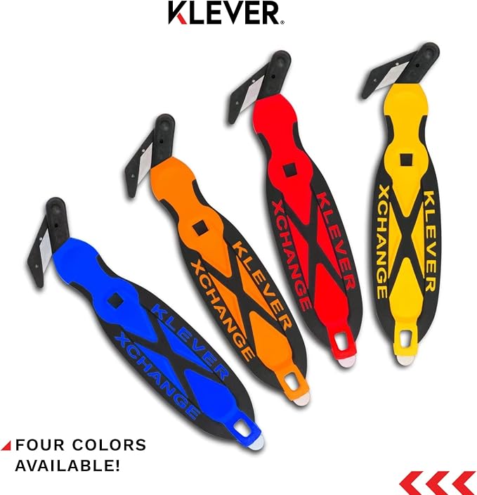 XChange Box Cutter, Klever Kutter Package Opener Wide Cut Head, Ergonomic Soft Touch Handle Utility Knife, Cuts Thicker Substrates, Boxes, Film, Tape and More, Orange, 10 Pack (KCJ-XC-30G)