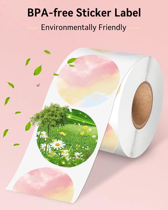 Phomemo 2” Color Circle Thermal Labels, Self-Adhesive Round Direct Sticker Label, Circular Thermal Printer Label for Logo Design, Name Tag, Thanks Card, Address, QR Code, 750 Labels/Roll, Gradient