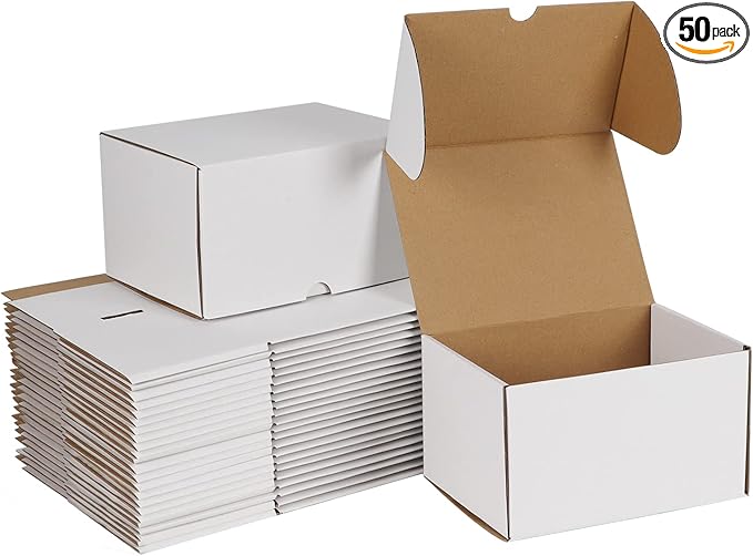 ZBEIVAN 7x5x4 White Shipping Boxes Set of 50, Corrugated Cardboard Mailer Boxes for Packaging Small Business Mailing Gifts