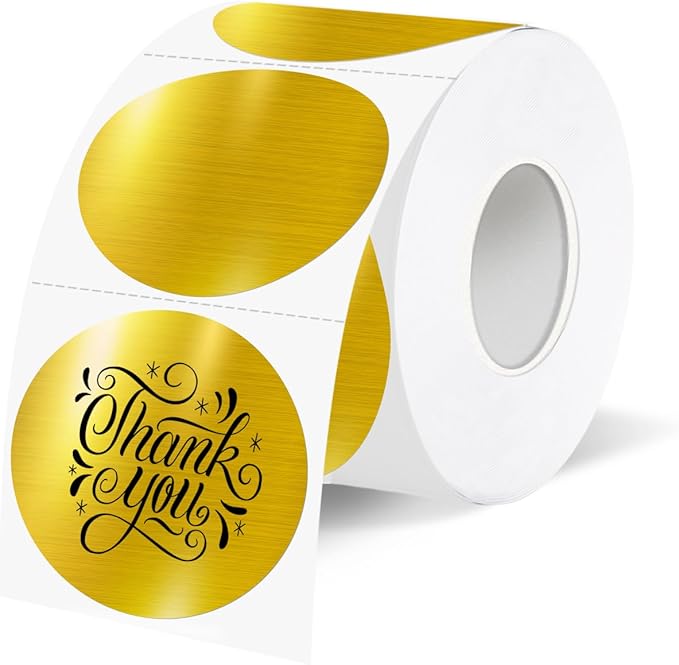 1.5 Inch Thermal Labels,Holographic Circle Direct Thermal Stickers,for Address Design DIY Logo Business(300 pcs/Brushed Gold)