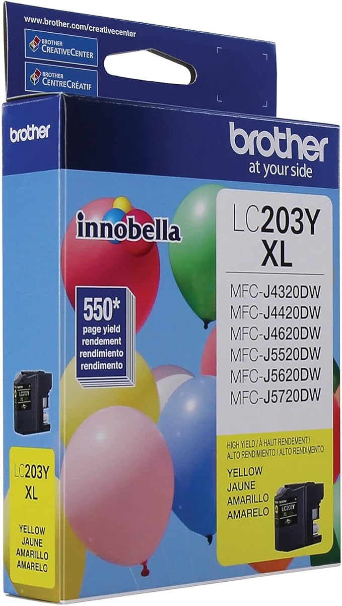 Brother Printer LC203Y High Yield Ink Cartridge, Yellow, 550 Pages, 1 Count (Pack of 1)