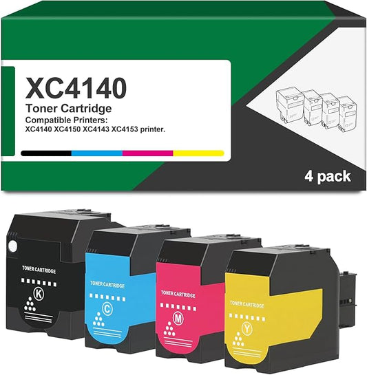 Compatible with Lexmark XC4140 Toner Cartridges High Yield XC4150 Toner with Chip for XC4140 XC4150 XC4143 XC4153 Printers (4 Packs,Black Cyan Magenta Yellow,24B6717 24B6718 24B6719 24B6720)