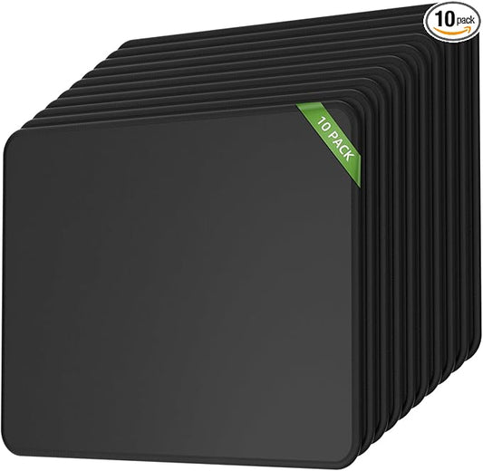 KTRIO 10 Pcs Mouse Pad, [30% Larger] Computer Mouse Pads with Stitched Edges, Black Mousepads Bulk with Non-Slip Rubber Base, Mouse Pad for Computers, Gaming & Home, 11 x 8.5inches, 3 mm Thickness