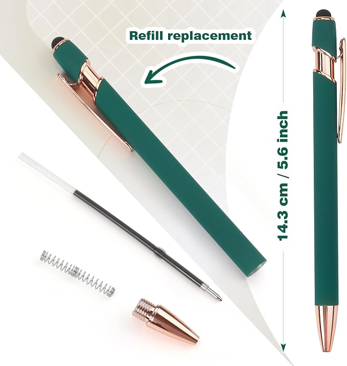 6 Pack Ballpoint Pen 2-in-1 Pen with Stylus tip, 1.0 mm Black Ink | Metal Stylus Pen for Touch Screens