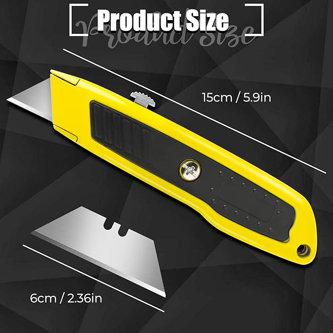 2 Pack Box Cutter, Heavy Duty Retractable Utility Knife with 10 Extra SK5 Blades, Assorted Color Razor Knife for Cardboard, Boxes, and Rope