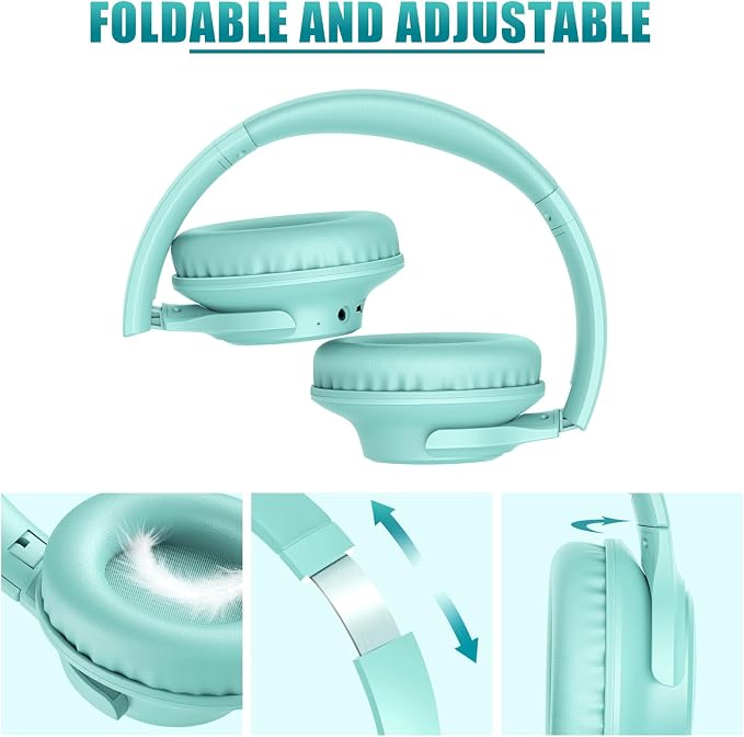 KVIDIO Bluetooth Headphones Wireless Over Ear Headsets 65H Playtime | Deep Bass, HiFi Stereo, Bluetooth 6.0, Microphone, Comfortable Fit, Foldable, Lightweight, Low Latency for Travel Home Office