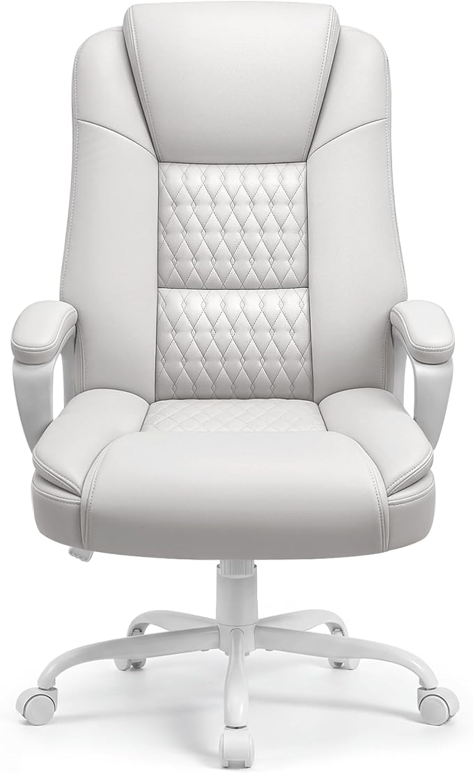 Home Office Chair, 400LBS Big and Tall Chair Heavy Duty Design, Ergonomic High Back Cushion Lumbar Back Support, Computer Desk Chair, Adjustable Executive Leather Chair with Armrest