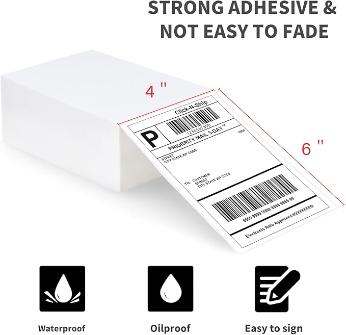 L LIKED 4x6 Direct Thermal Labels, 500pcs Perforated Fanfold, Compatible Zebra & Rollo Printers (Pack of 2)