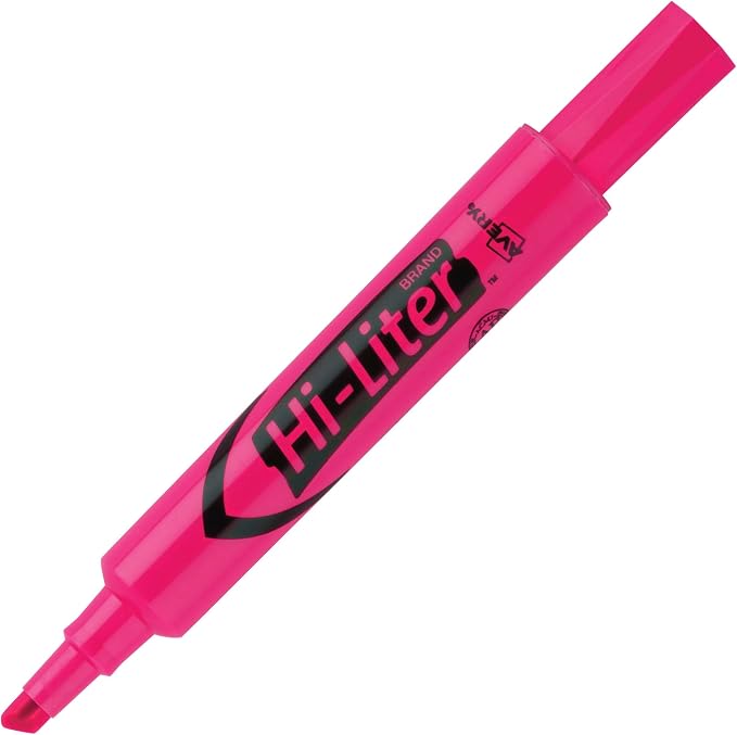Avery Hi-Liter, Desk Style, Chisel Tip, 24 Pink and Yellow Highlighters (98189)