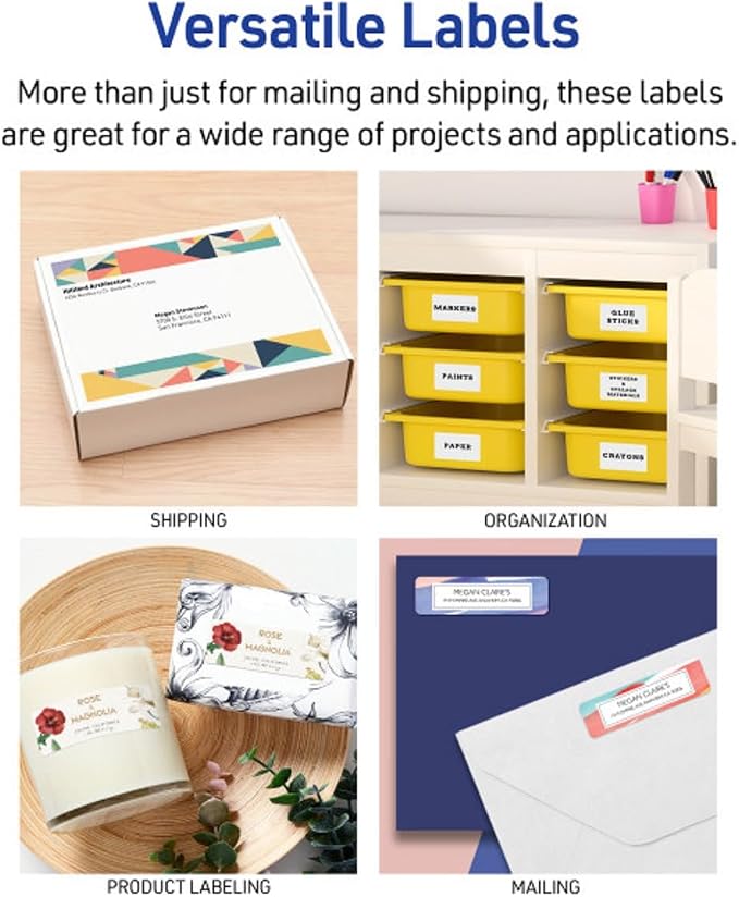 Avery Easy Peel Printable Address Labels, Sure Feed Technology, 1" x 2-5/8" Customizable Stickers, White, 750 Blank Mailing Labels, Great for Mailing, Shipping, and More (8160)