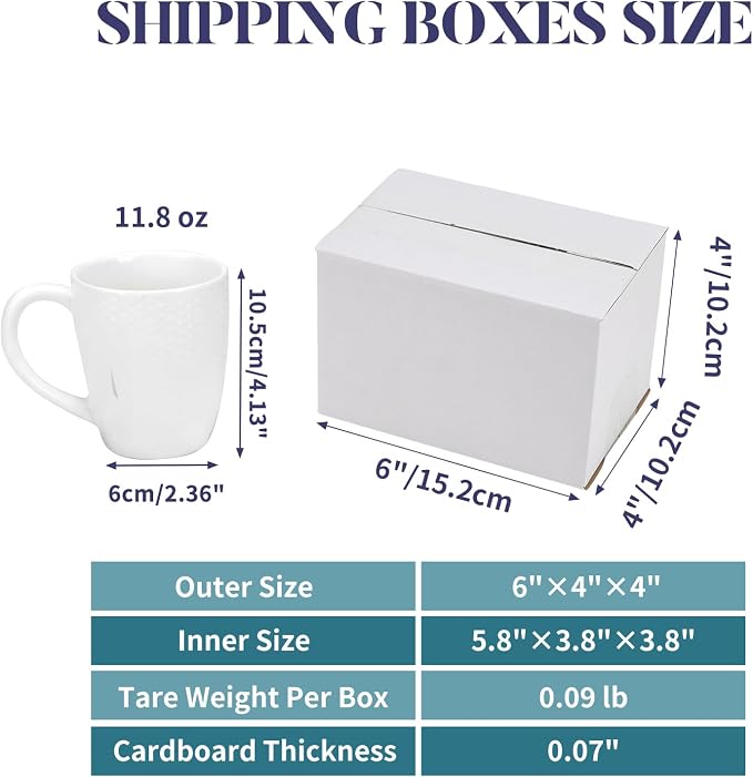 Small Shipping Boxes 6x4x4 Set of 6 | White Corrugated Cardboard, Box for Packaging Small Business Mailing Moving Gifts Wrap, Easy Assemble