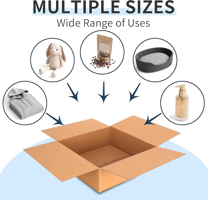 CRUGLA 12x12x4 Shipping Boxes 25 Pack, Brown Corrugated Cardboard Boxes with Side-Lock and Pre-Applied Double-Sided Tape, Easy Assemble Packing Mailer Boxes for Small Business Shipping