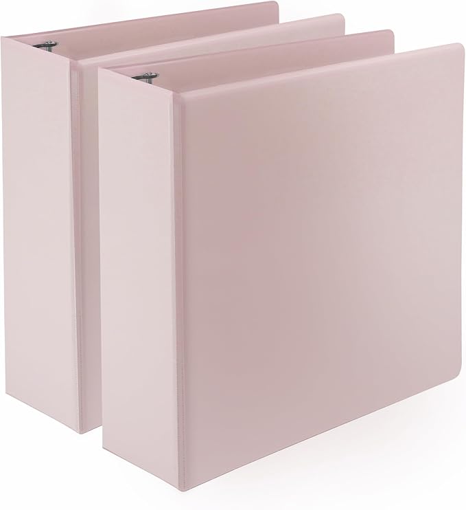 Samsill Plant-Based 3 Inch Durable D-Ring, View Binder, Eco-Friendly, USDA Certified Biobased, 2 Count,Pack of 1, Rose
