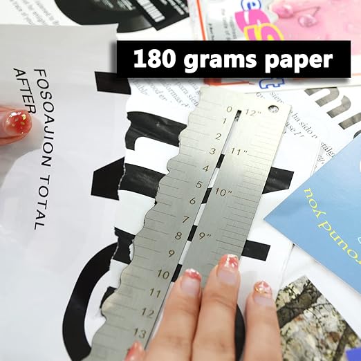 Stainless Steel Metal Paper Tearing Ruler Craft Ruler for Cutting Paper to Wavy Line Jagged and Irregular Edges 12'' Measuring Tool for Engineering School Office Architect and Drawing