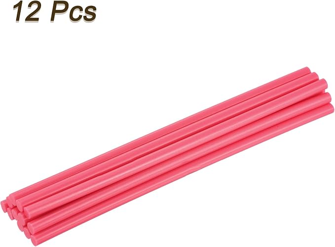 uxcell 12pcs Full Size Hot Glue Sticks for Glue Gun 0.27 x 8 Inch Small Glue Sticks, 7 x 200mm Pale Red
