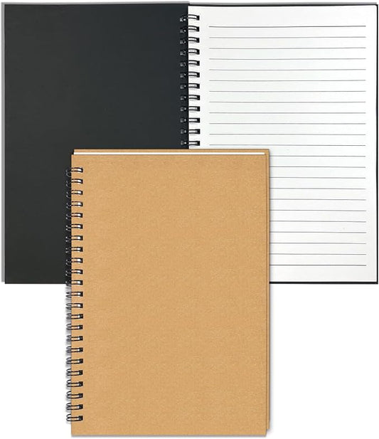 2Pack Small Spiral Notebook A5, 5.5x8.3” Notebook for Work 120Page Notepads | Colored Multipack College Ruled Notebooks A5 Kraft Spiral Bound Small Notebook Journal Lined Note Pads for Writing Journaling
