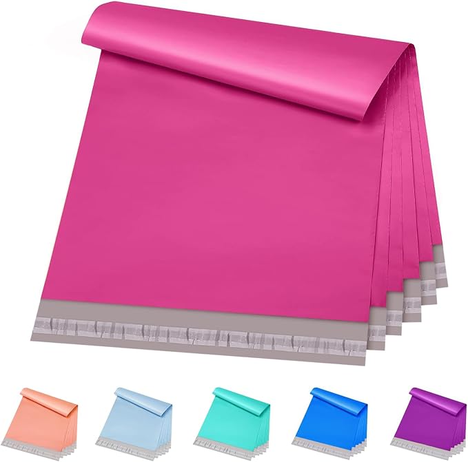 Metronic Poly Mailers 12x15.5 100 Pack Pink Medium Clothing Shipping Bags | Strong Self-Seal Mailers Poly Bags Shipping Envelopes, Thick Mailing Bags Package Bags for Small Business Shipping Supplies
