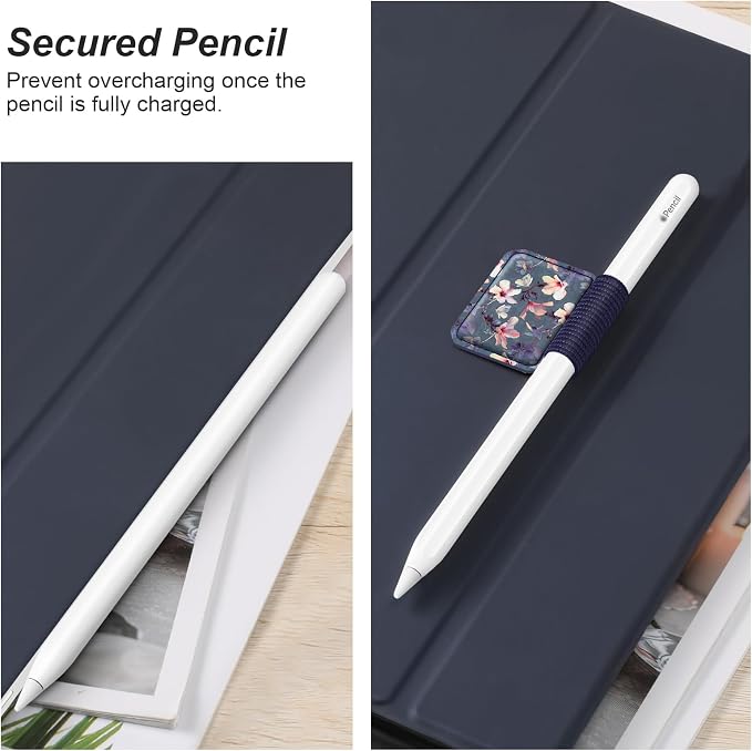 Fintie 4 Pack Pen Loop Holder for Apple Pencil Pro, USB-C/1st/2nd Gen | Elastic Adhesive PU Leather Sleeve, Secure Pen Holder, Attaches to Tablet Cases, Fits Stylus Pens, Blossom