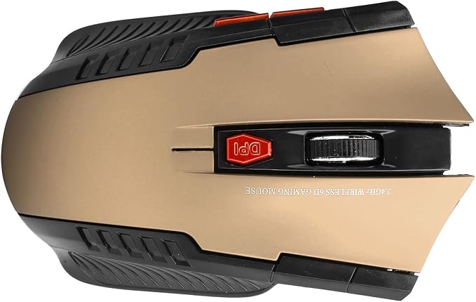 Mechanical Gaming 2.4G Mouse, 1000/1200/1600 3-Speed DPI Ergonomic Mouse with A USB Receiver, for Office/Home/Desktop/Computer/Notebook (Gold)