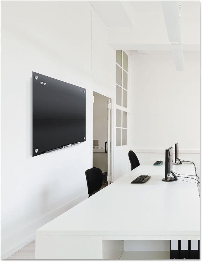Quartet Magnetic Dry Erase Board, 48" x 36" Glass Whiteboard for Wall, Infinity, Black (G4836B)