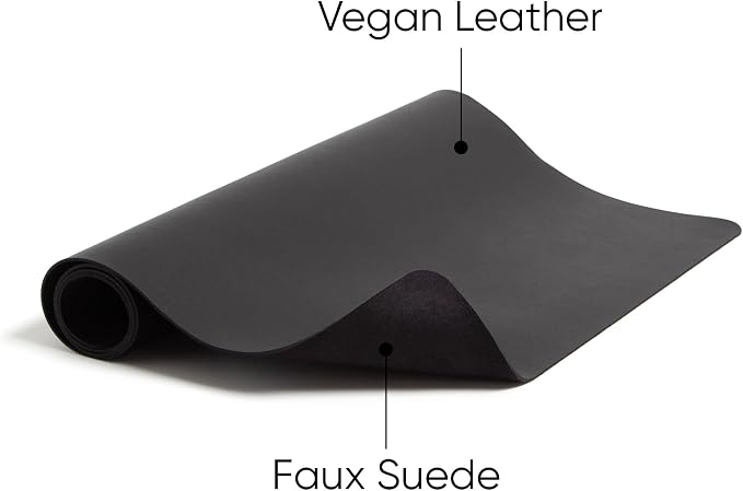 Smead Desk Pad, Vegan Leather Desk Mat with Non-Slip Faux Suede Backing, Perfect Desk Organizer for Office Decor, 31.5” x 15.7” Medium, Charcoal (64833)