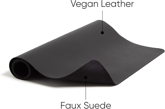 Smead Desk Pad, Vegan Leather Desk Mat with Non-Slip Faux Suede Backing, Perfect Desk Organizer for Office Decor, 31.5” x 15.7” Medium, Charcoal (64833)