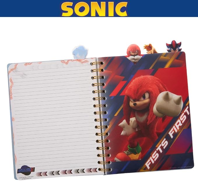Sonic the Hedgehog Tab Journal Notebook for Kids, Spiral Bound, 96 Lined Pages, 8 x 7 inches