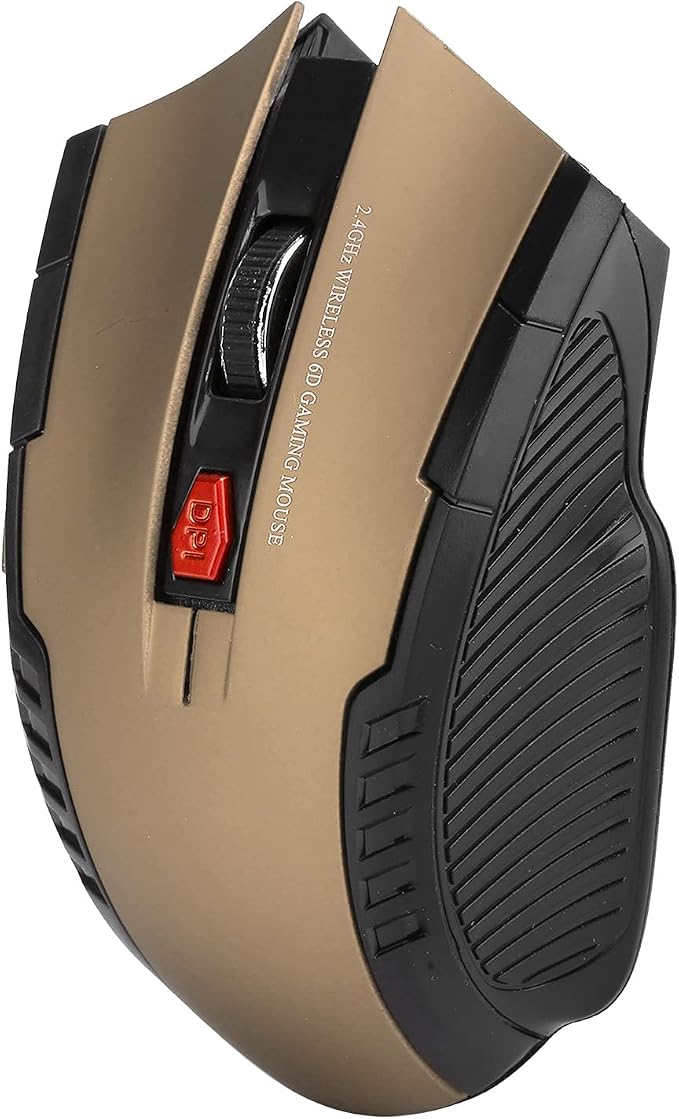 Mechanical Gaming 2.4G Mouse, 1000/1200/1600 3-Speed DPI Ergonomic Mouse with A USB Receiver, for Office/Home/Desktop/Computer/Notebook (Gold)