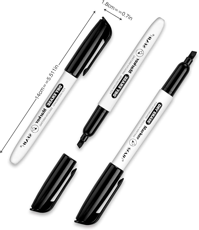 SFAIH Dry Erase Markers Whiteboard Markers, 72 Pack, Chisel Tip, Black, Versatile Lines, Low Odor, 1s Quickly Dry, Perfect for School Supplies and Office