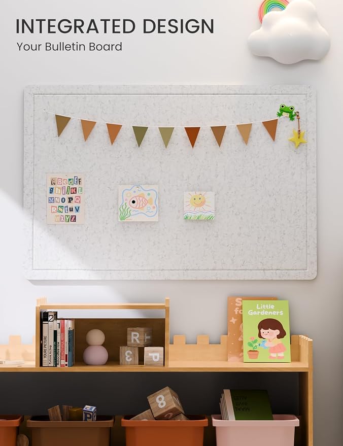Fluxynara 35.4" x 23.6" Bulletin Board, Light Gray | Cork Board Alternative with 12 Removable Adhesive Tabs, Foldable Felt Pin Board for Home, Office, Classroom & Dorm