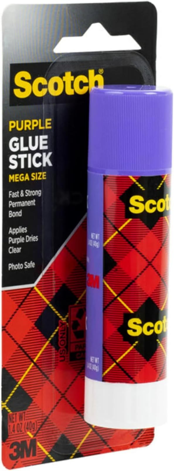 Scotch Mega Purple Glue Stick, 1.4 oz, Acid Free and Non-Toxic (6108-MEGA) (Pack of 2)
