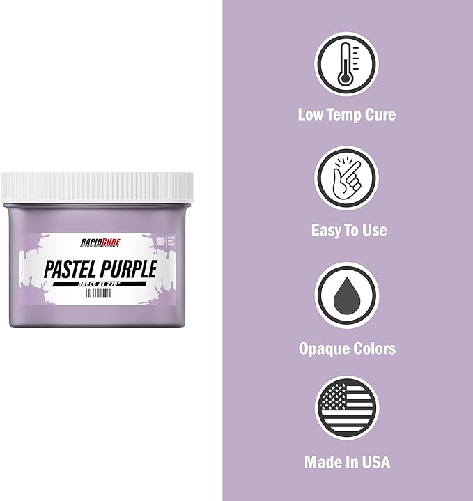 Rapid Cure® Screen Printing Ink Pastel Purple (Gallon - 128oz.) - Plastisol Ink for Screen Printing Fabric - Low Temperature Curing Plastisol by Screen Print Direct - Plastisol Ink for Silk Screens