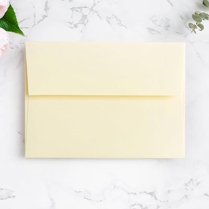 PONATIA 50PCS 5x7 Envelopes, Cream A7 Envelopes for Weddings, Invitation Cards, Photos, Postcards, Greeting Cards Mailing, Baby Shower, Graduation, Christmas Gift Cards