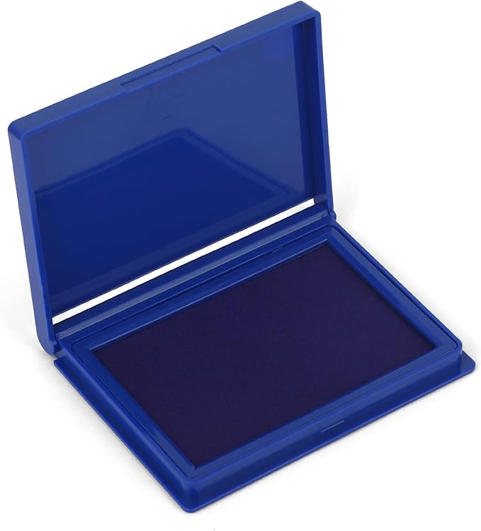 Blue Stamp Pad, 4 x 2.5 Inch Ink Pad for Stamps, All-Purpose Felt Pad | Quick-Dry & Reusable, Works with Rubber, Wooden, Metal Stamps, Large Premium Quality Stamp Ink Pad for Office and Crafting