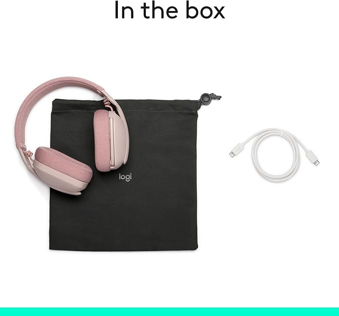 Logitech Zone Vibe 100 Lightweight Wireless Over Ear Headphones with Noise Canceling Microphone, Advanced Multipoint Bluetooth Headset, Works with Teams, Google Meet, Zoom, Mac/PC - Rose
