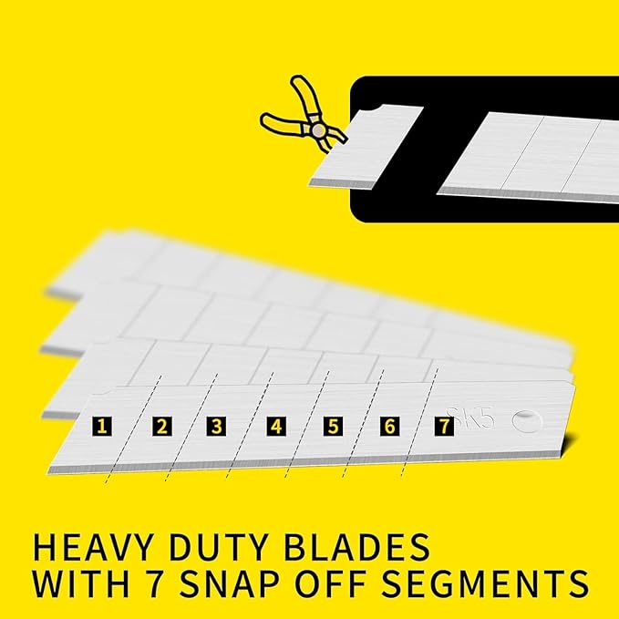 T TOVIA 200-Pack 25MM Utility Knife Blades, Office Knife SK5 Slitting Blades for Retractable Box Cutters and Knives
