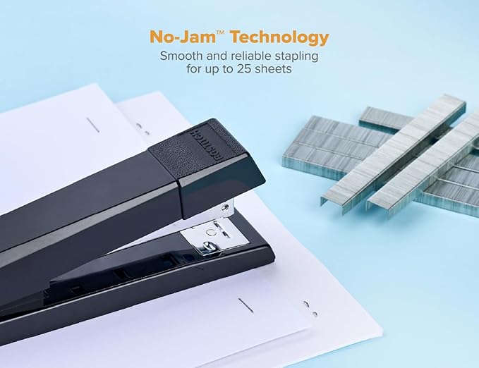 Bostitch Office Stapler, No-Jam Premium for Desktop, Includes 15,000 Staples, Full-Strip, 25 Sheet Capacity, Black, Pack of 12