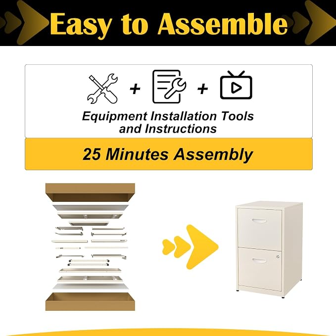 SteeLoong 2 Drawer File Cabinets,Metal Office File Cabinet with Lock,Cream | Filing Cabinets for Home Office,Vertical Modern File Cabinet Office Two Drawers for Hanging Letter,Assembly Required