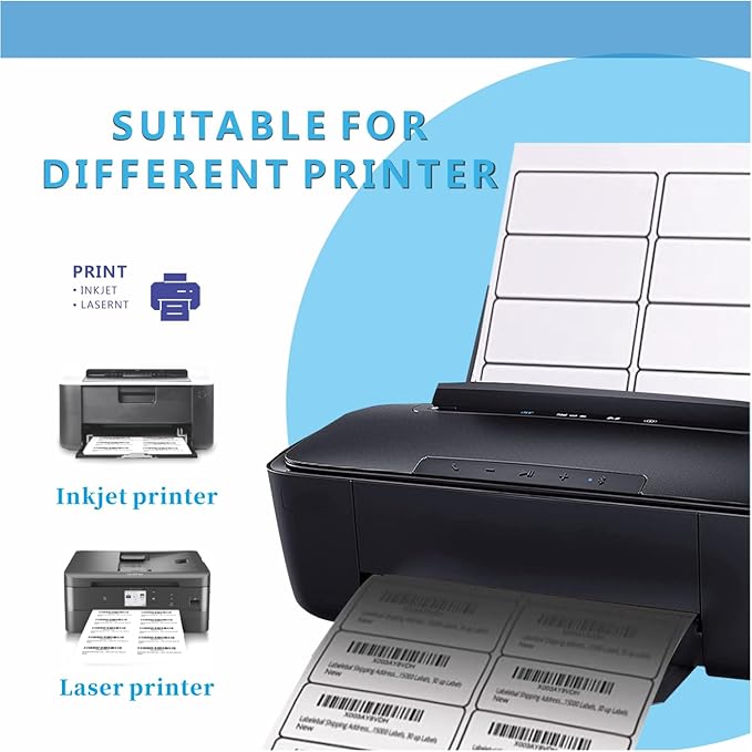 2"×4" Shipping Labels, JIQEZNL Premium 10 UP Address Labels, 300 Mailing Labels for Envelopes for Laser/Ink Jet Printer, White Paper Printable Sticker Labels 10 Per Sheet 8.5"×11"